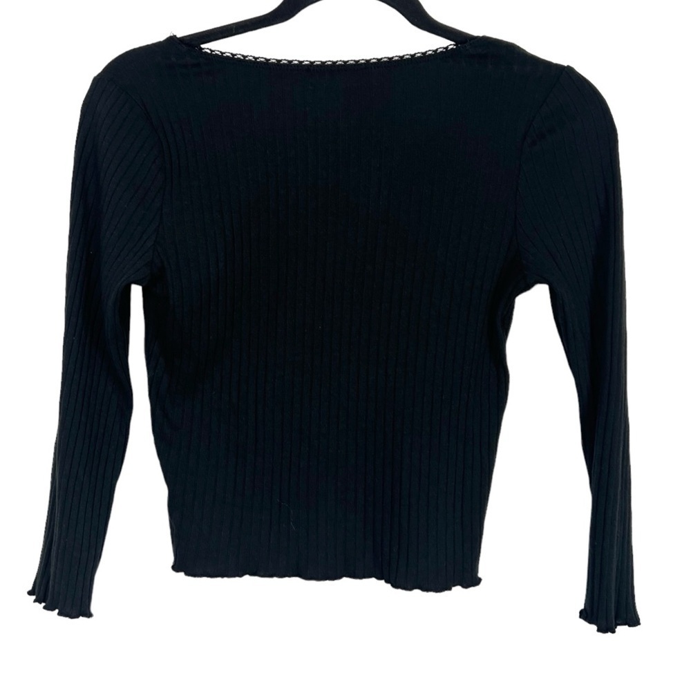 Timing Black Ribbed Crop Top Large - Picture 2 of 9